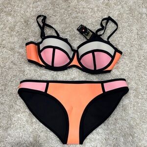 Triangl Swimwear Pink, Orange & Black Bikini Set